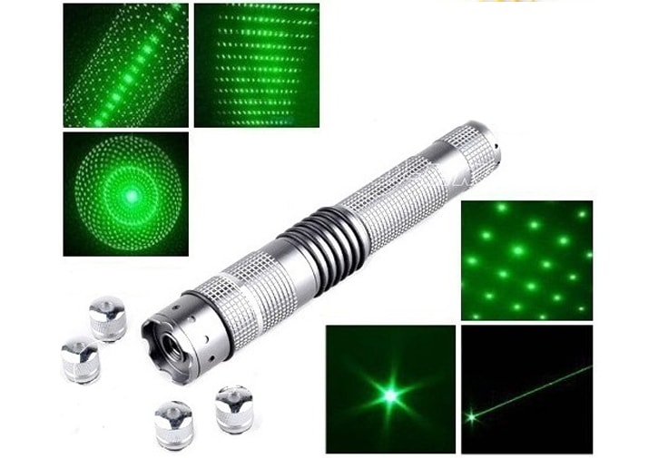 Лазерная указка зеленая 1000 mW + 4 насадки Power Фото №2